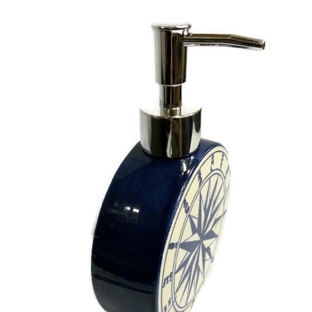 Nautical Beach Vanity Accessory Ceramic 3 Piece Set Set Blue - Picture 8 of 14